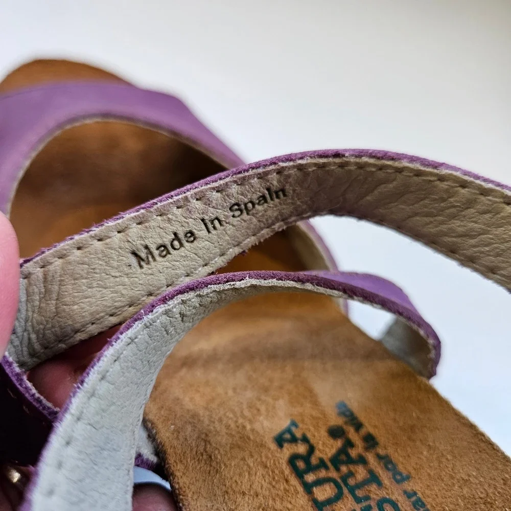 El Naturalista Sandals Heel Purple Leather Mary Jane Peep Toe 37 Wedding Guest